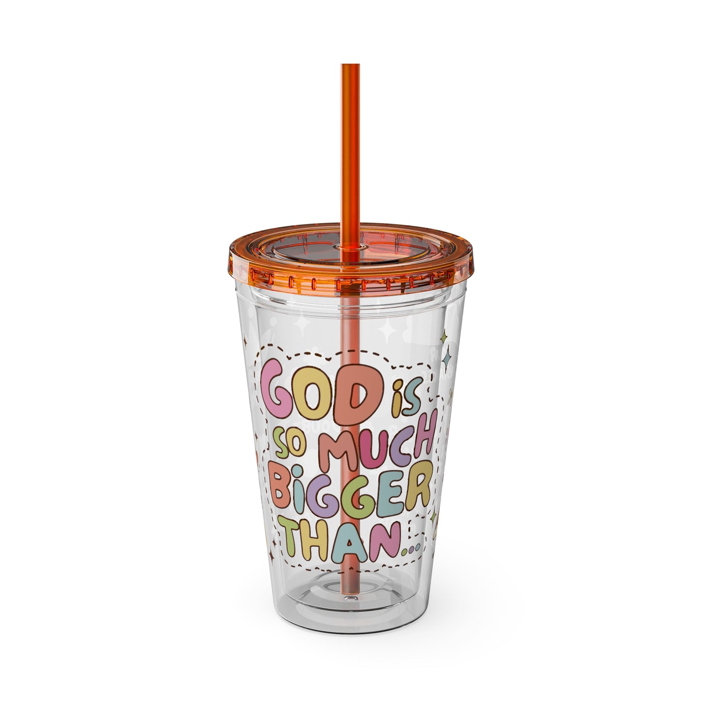 God is Bigger Sunsplash Tumbler with Straw, 16oz