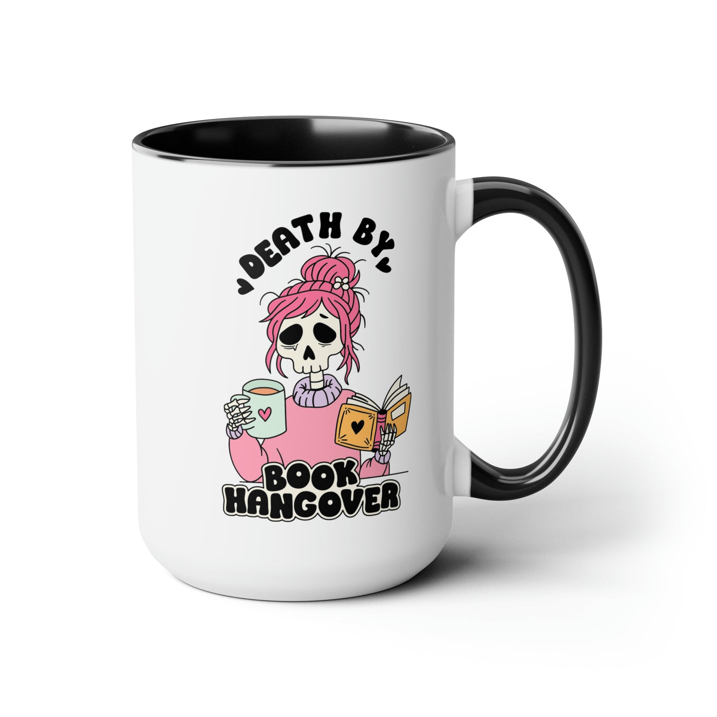 Death by Book Hangover Two-Tone Coffee Mugs, 15oz