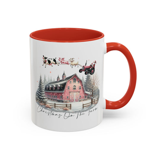 Christmas On The Farm Accent Coffee Mug (11, 15oz)