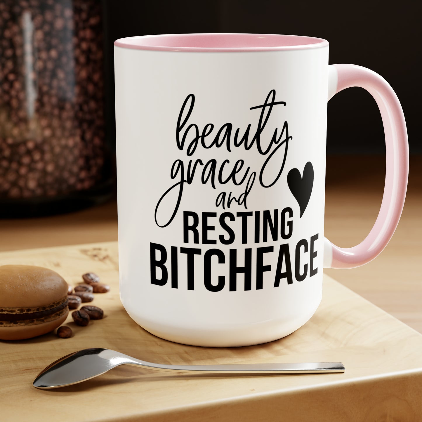 Beauty and Grace Two-Tone Coffee Mugs, 15oz