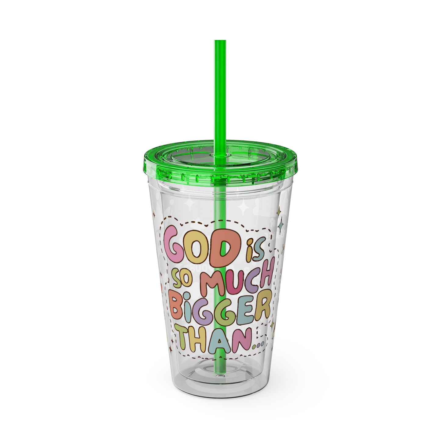 God is Bigger Sunsplash Tumbler with Straw, 16oz