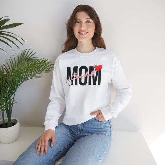 Baseball Mom Heart Unisex Heavy Blend™ Crewneck Sweatshirt