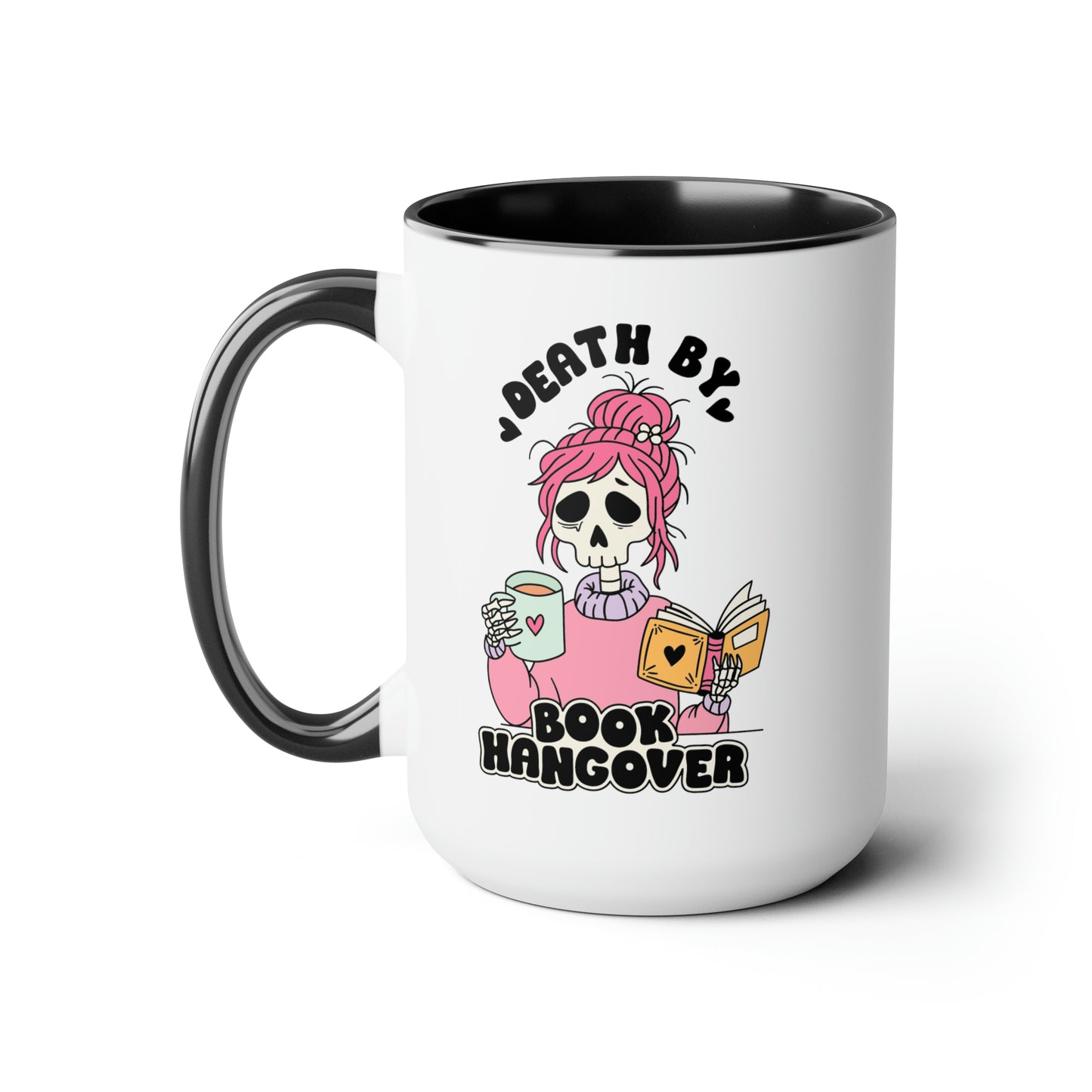 Death by Book Hangover Two-Tone Coffee Mugs, 15oz