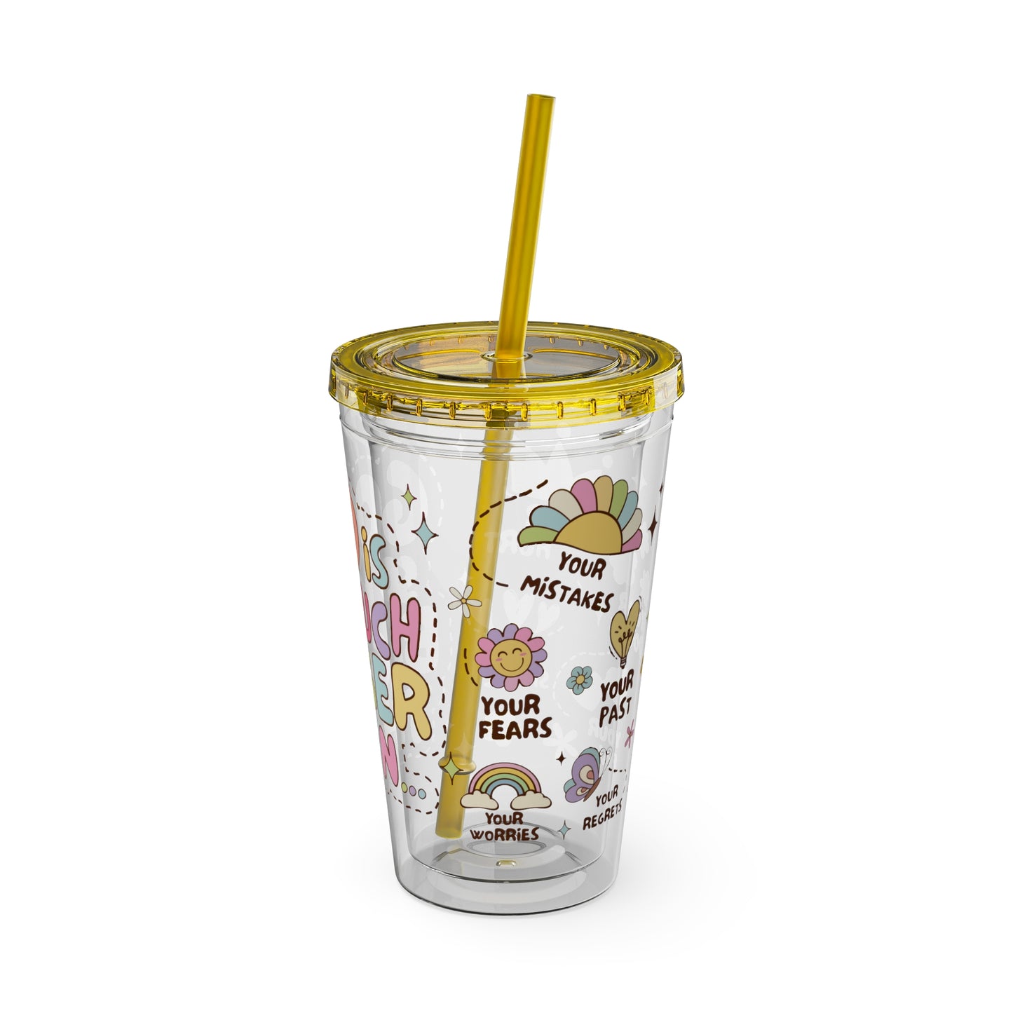 God is Bigger Sunsplash Tumbler with Straw, 16oz