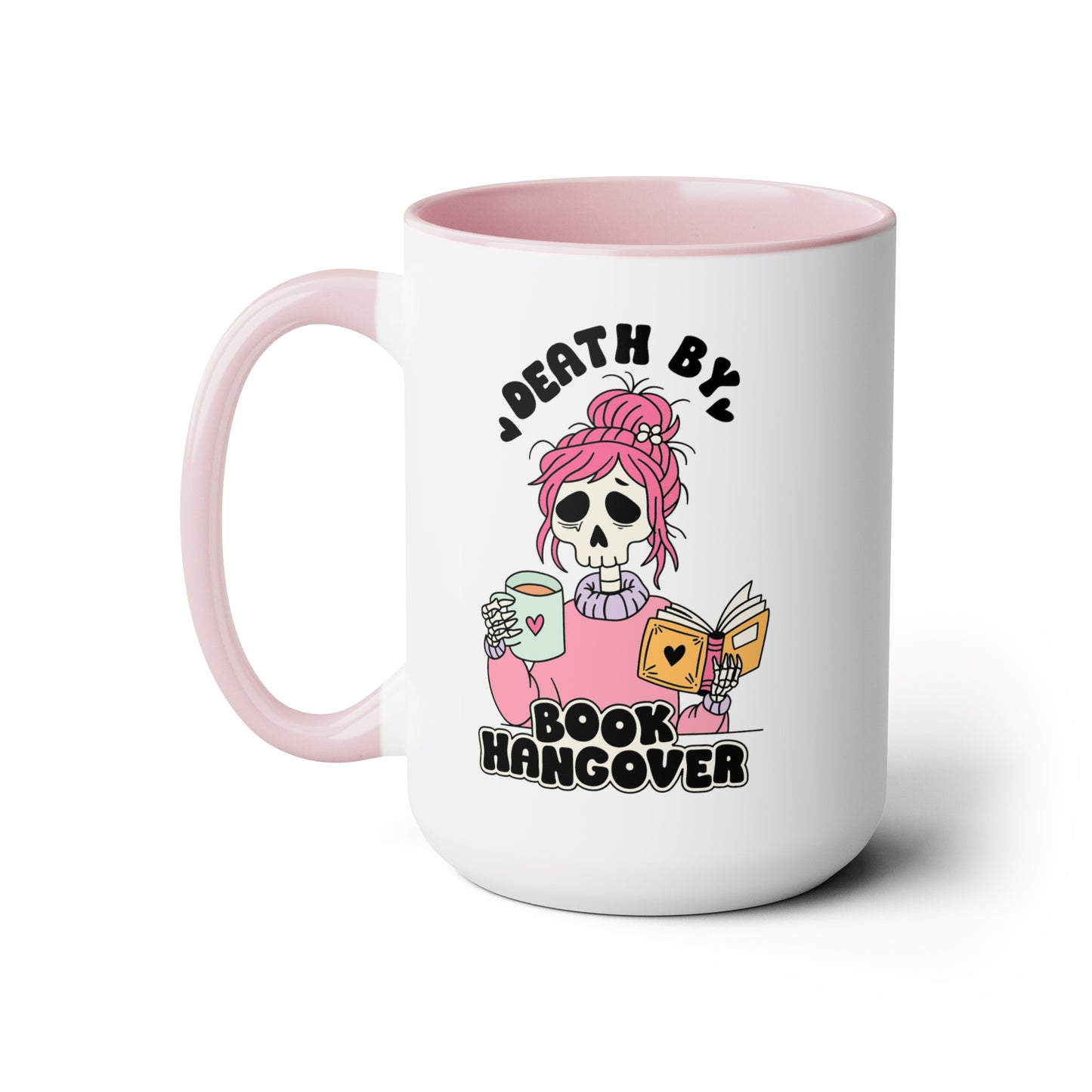 Death by Book Hangover Two-Tone Coffee Mugs, 15oz