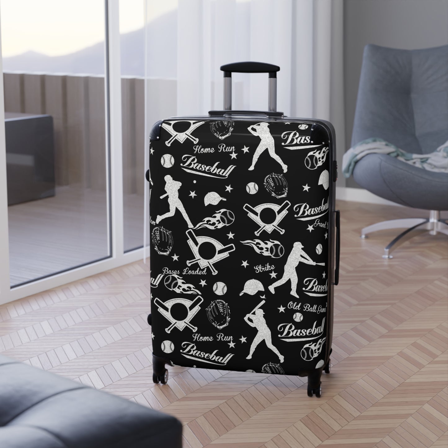 Black and Glitter Baseball Suitcase