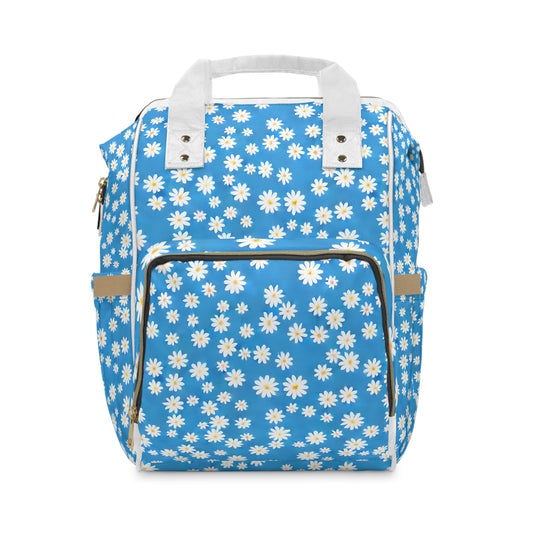 Blue Daisy Multifunctional Diaper Backpack