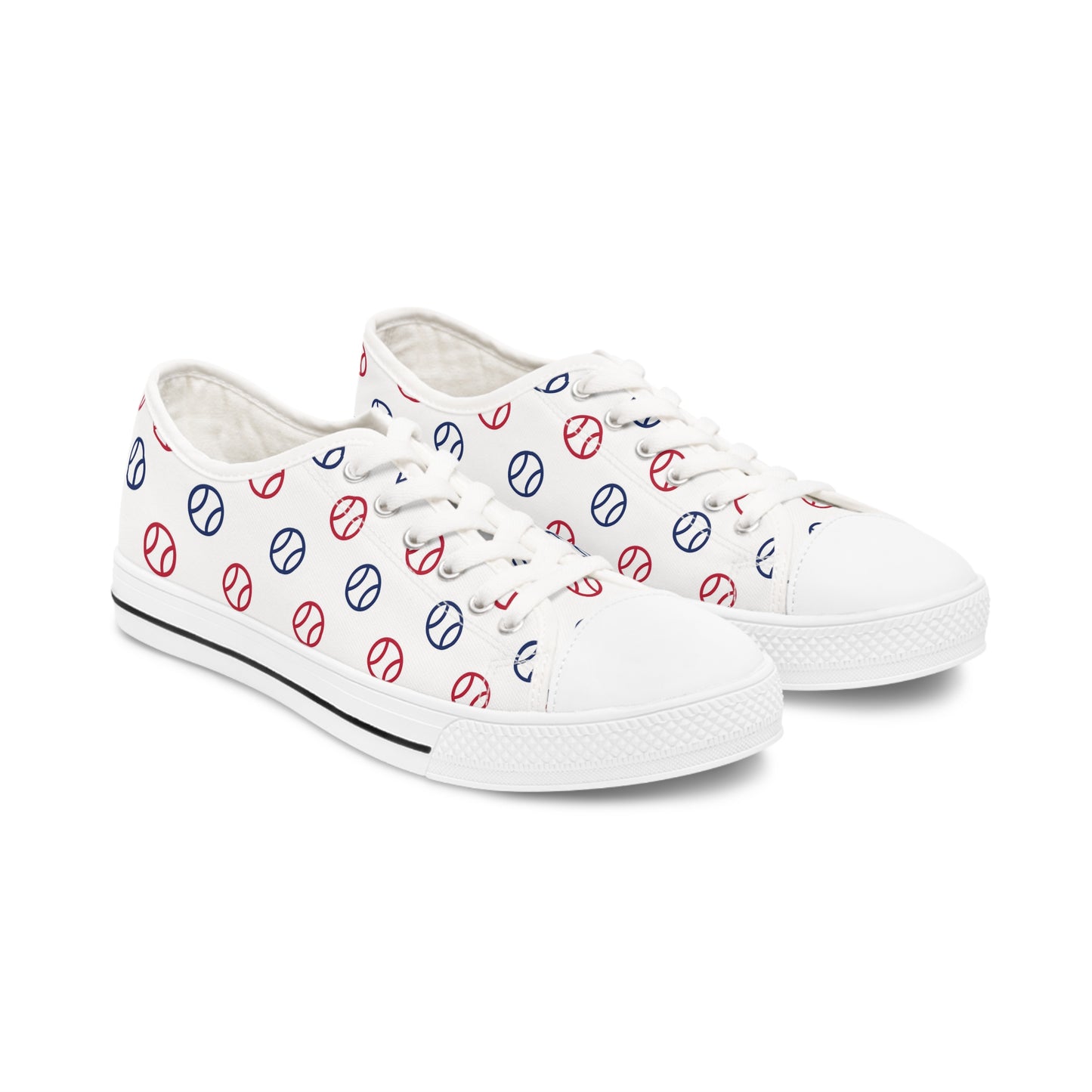 Blue and Red Women's Low Top Sneakers