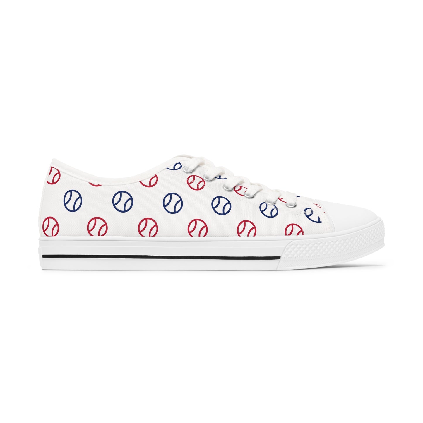 Blue and Red Women's Low Top Sneakers