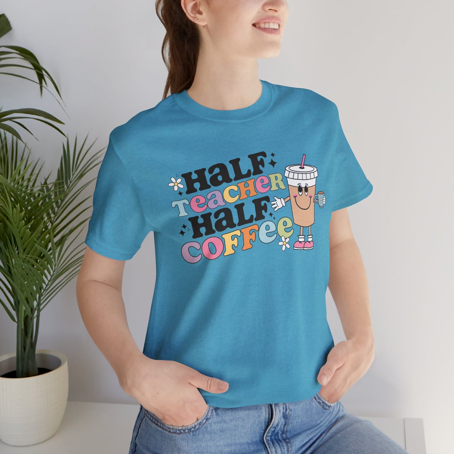 Half Teacher Half Coffee Unisex Jersey Short Sleeve Tee