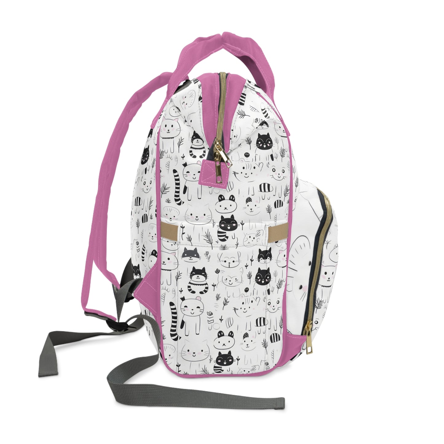 Pink Cutie Cats Multifunctional Diaper Backpack