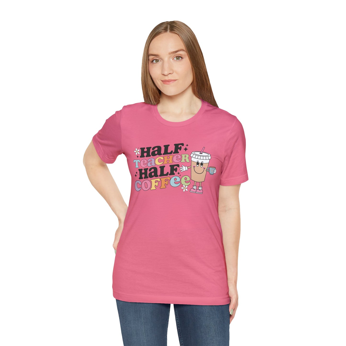 Half Teacher Half Coffee Unisex Jersey Short Sleeve Tee