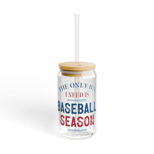 BS Baseball Season Sipper Glass, 16oz