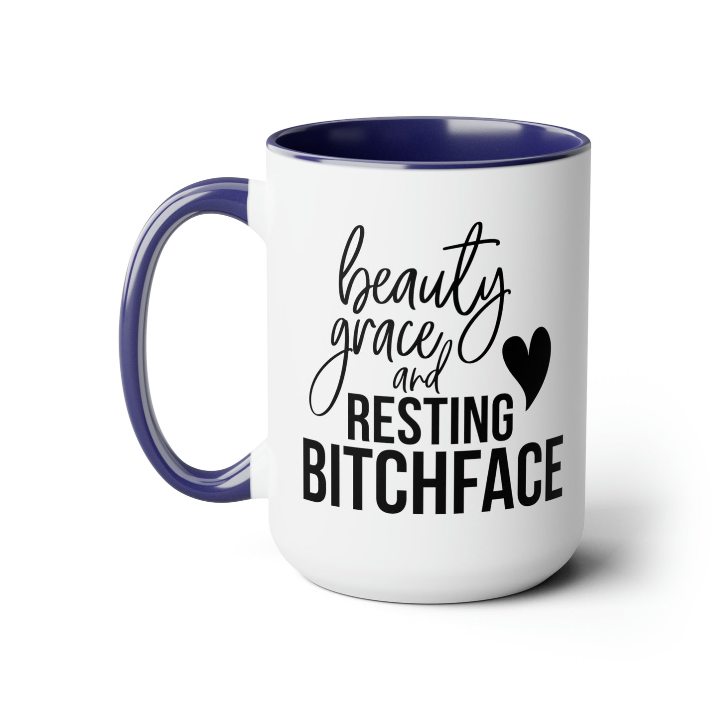 Beauty and Grace Two-Tone Coffee Mugs, 15oz