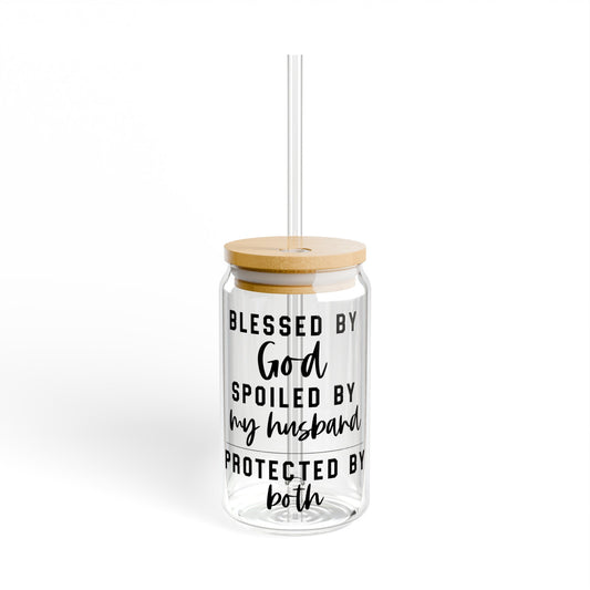 Blessed and Protected Sipper Glass, 16oz