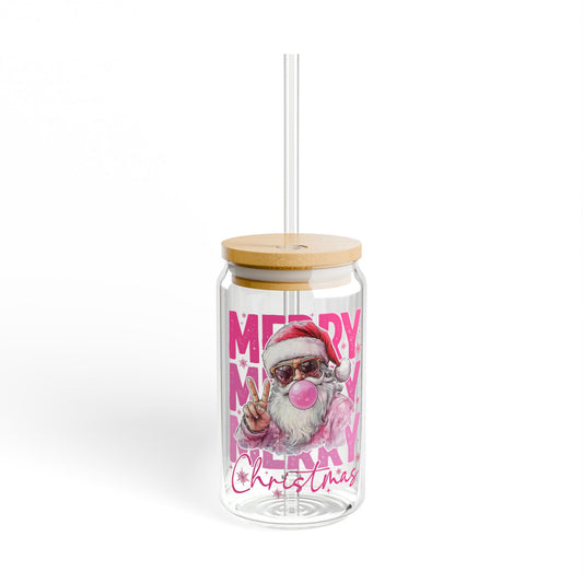 Merry Santa Sipper Glass, 16oz