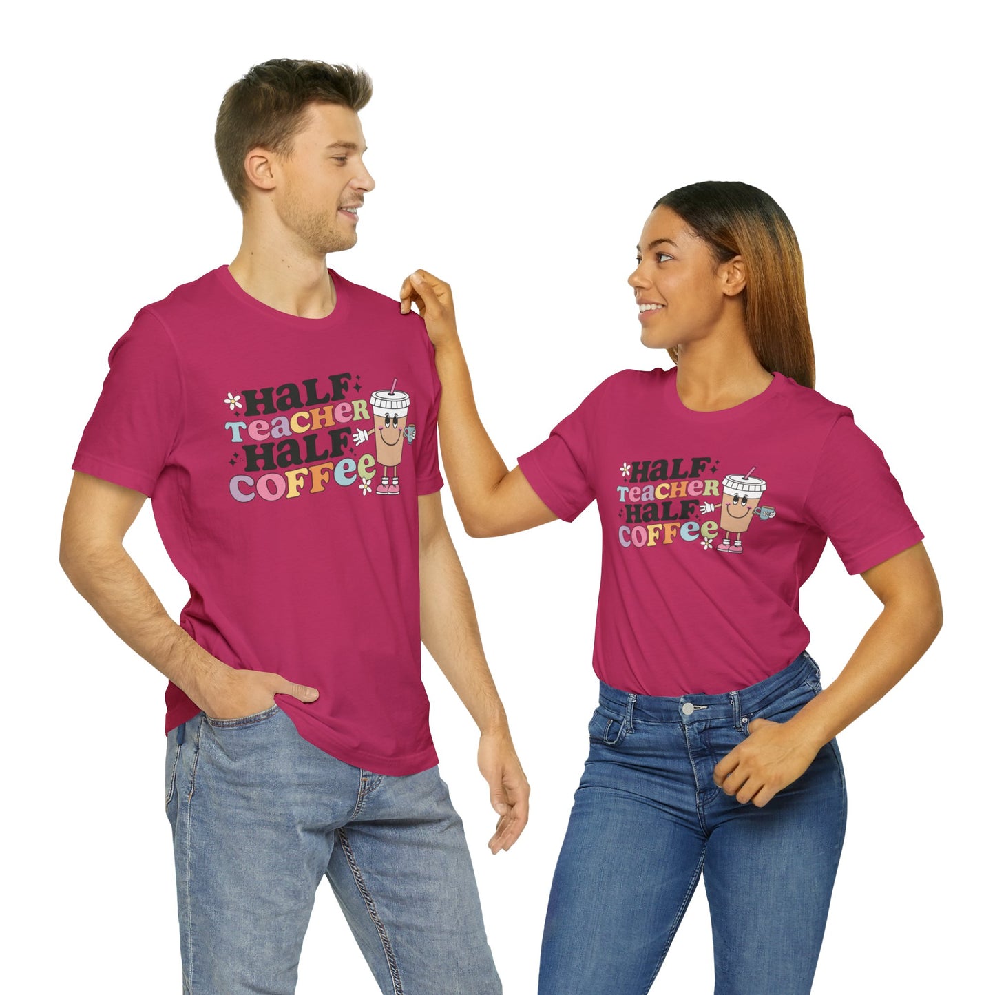 Half Teacher Half Coffee Unisex Jersey Short Sleeve Tee