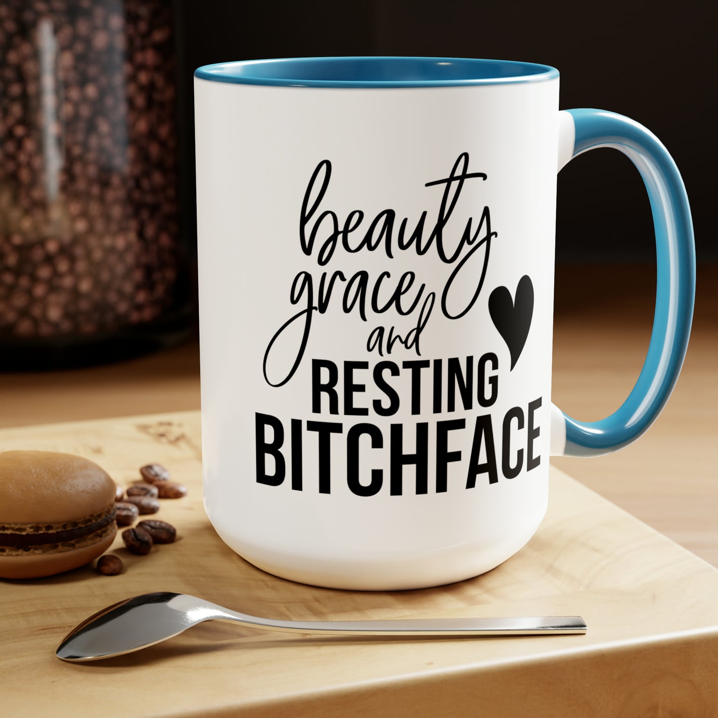 Beauty and Grace Two-Tone Coffee Mugs, 15oz