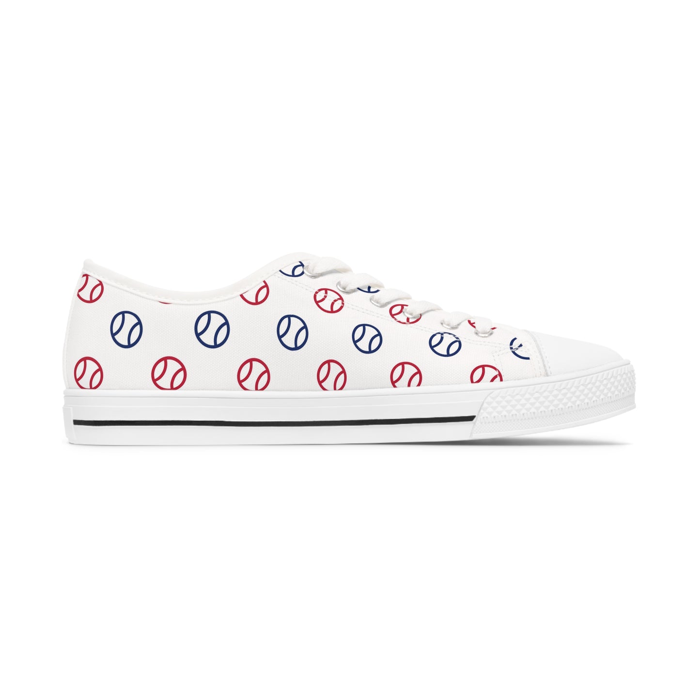 Blue and Red Women's Low Top Sneakers