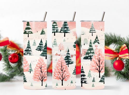 Simple Pink Christmas Tumbler