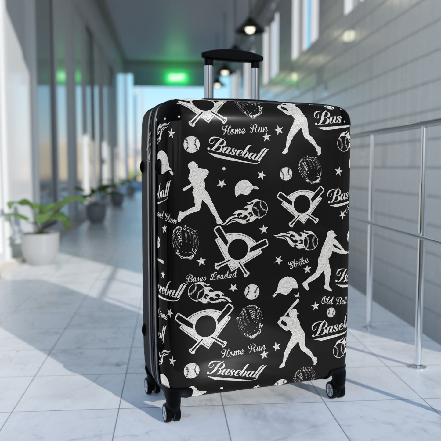 Black and Glitter Baseball Suitcase