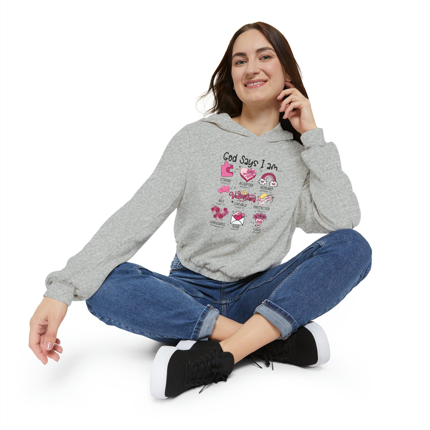 God Says I am Women's Cinched Bottom Hoodie