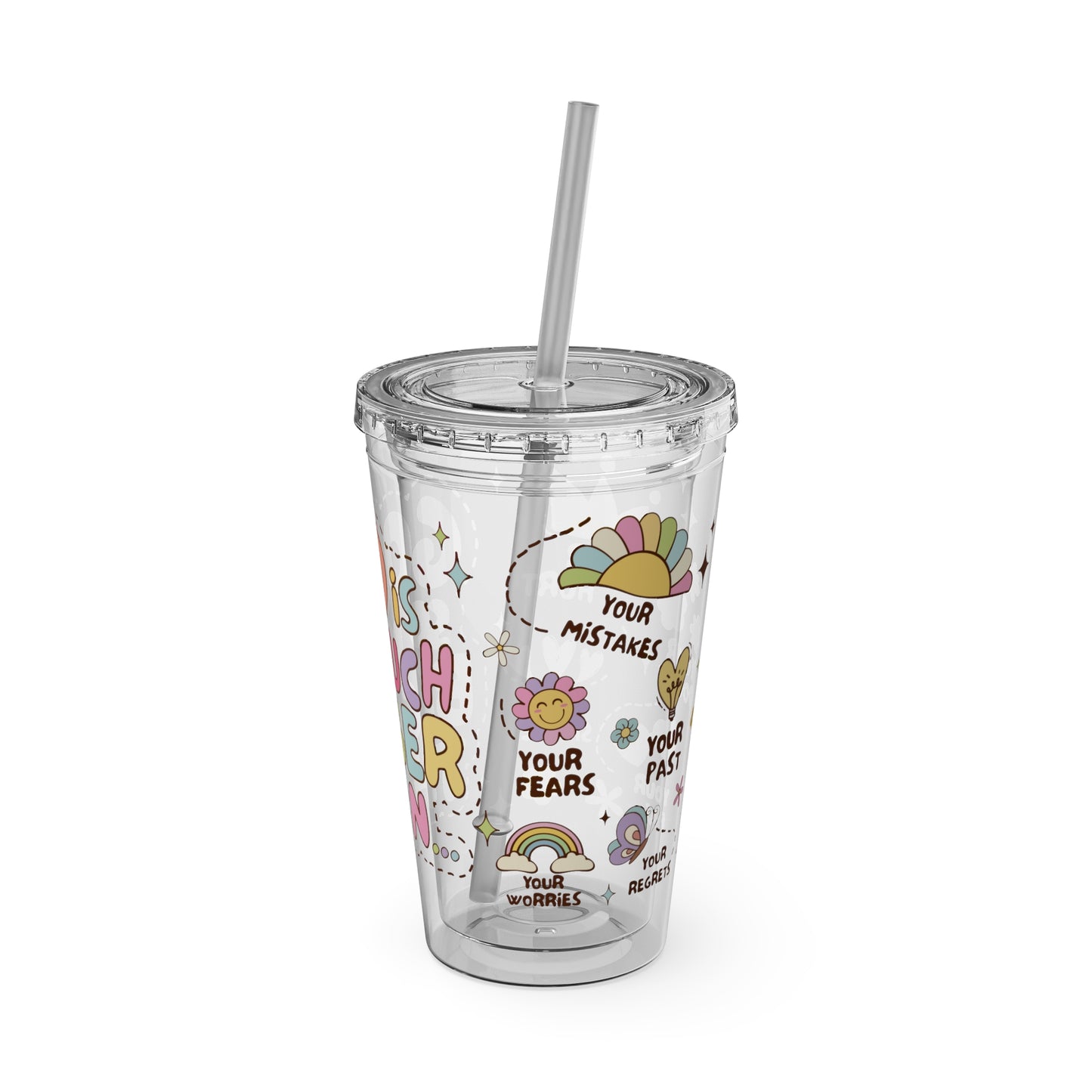 God is Bigger Sunsplash Tumbler with Straw, 16oz