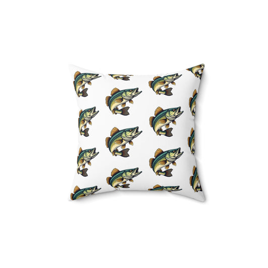 Walleye Spun Polyester Square Pillow