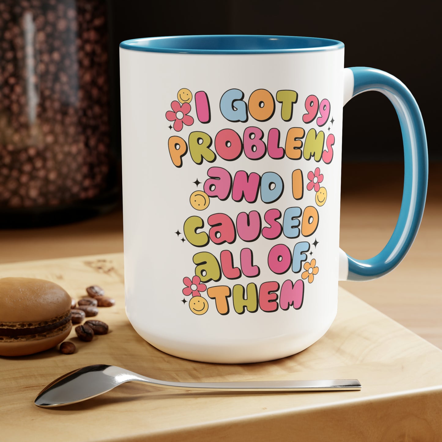 99 Problems Two-Tone Coffee Mugs, 15oz