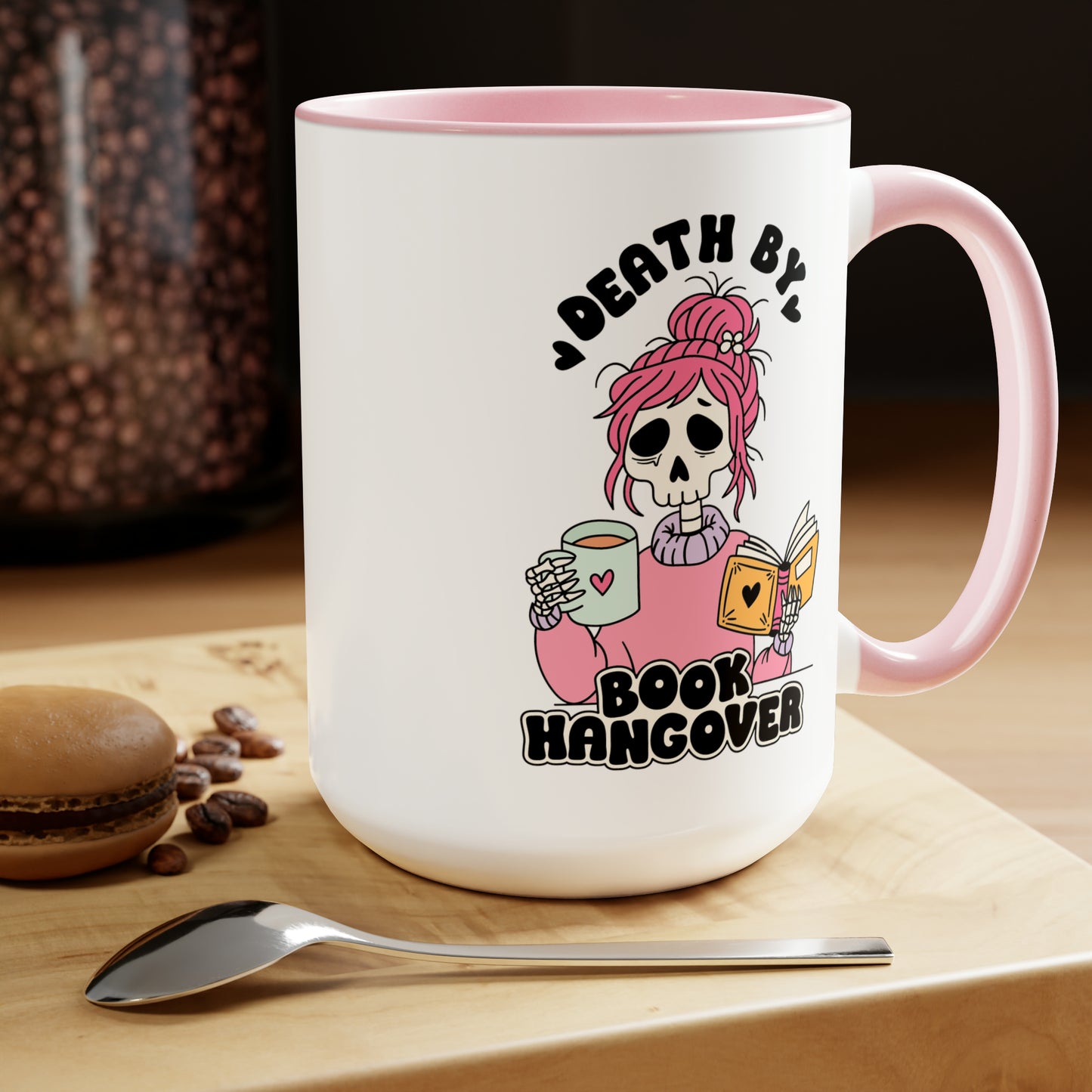 Death by Book Hangover Two-Tone Coffee Mugs, 15oz