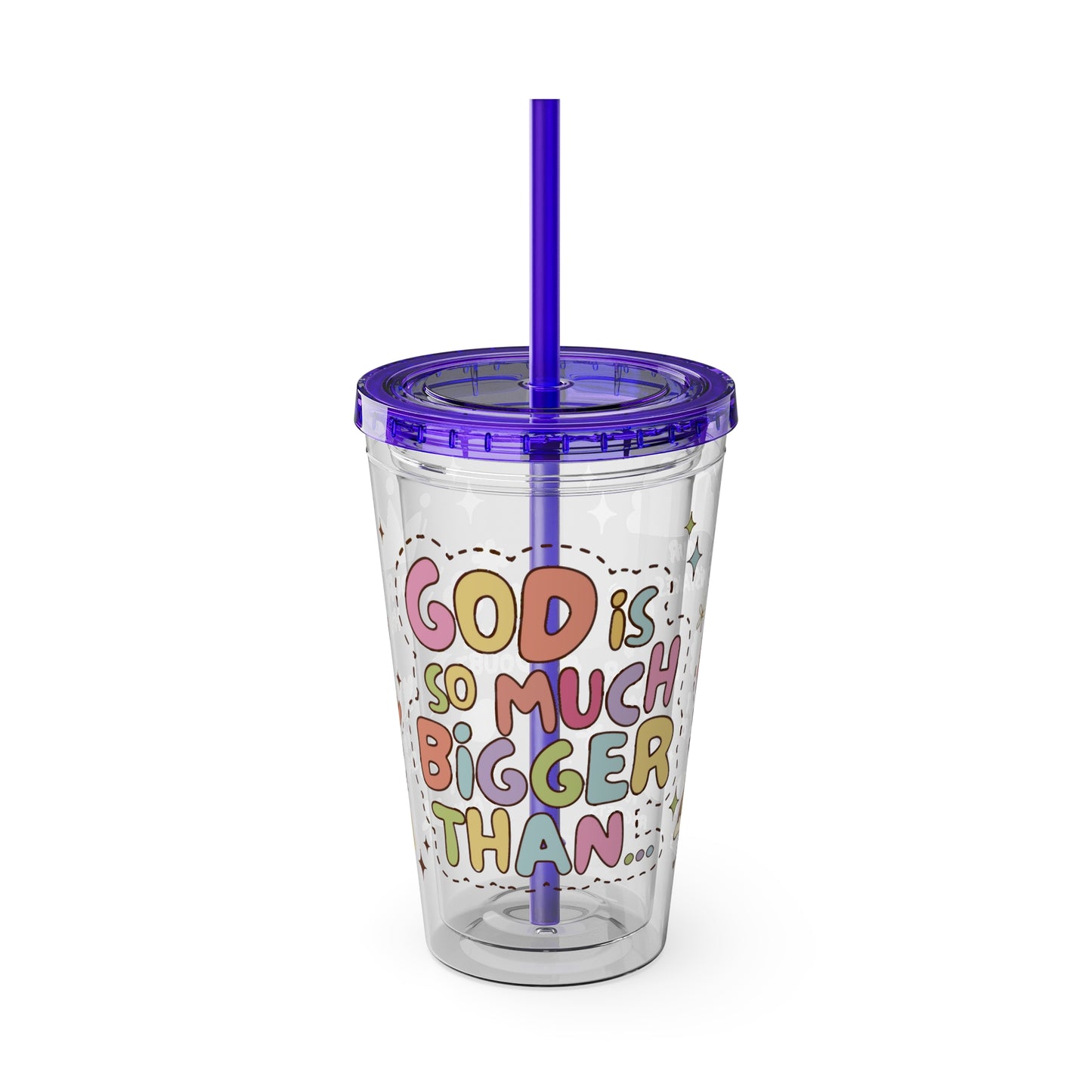 God is Bigger Sunsplash Tumbler with Straw, 16oz