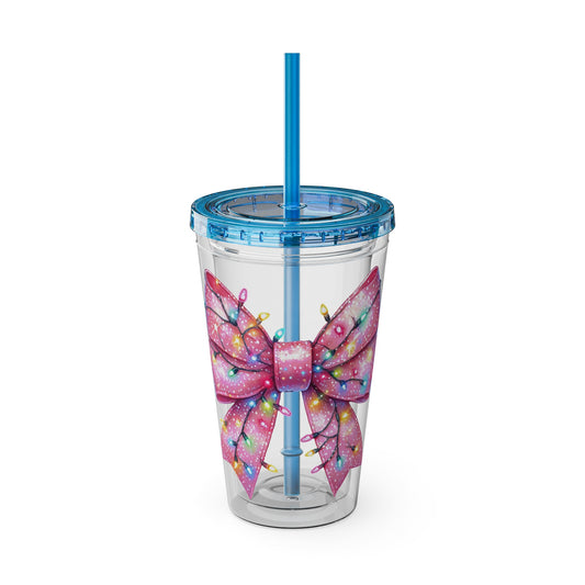 Pink Christmas  Sunsplash Tumbler with Straw, 16oz