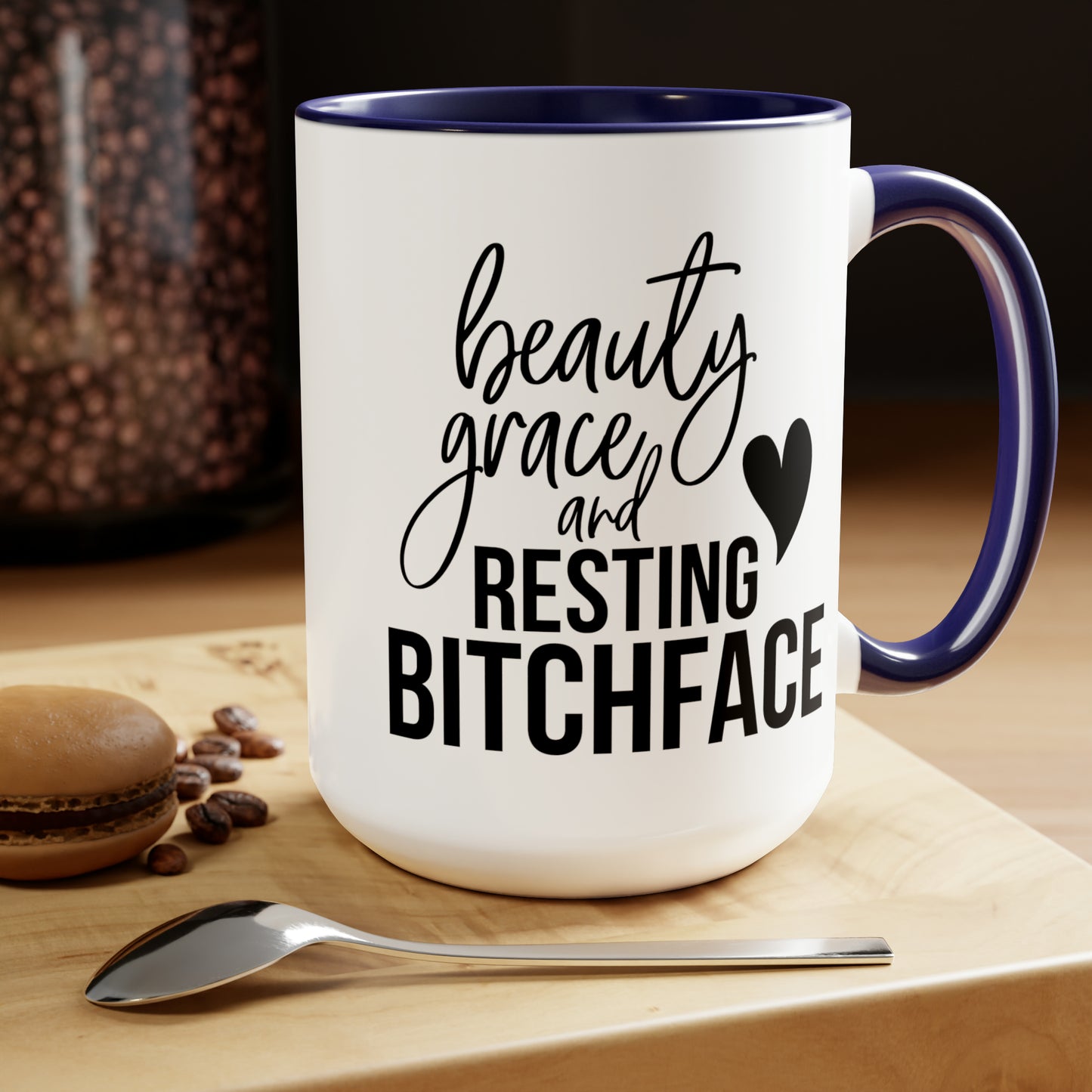 Beauty and Grace Two-Tone Coffee Mugs, 15oz