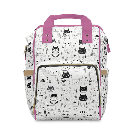 Pink Cutie Cats Multifunctional Diaper Backpack