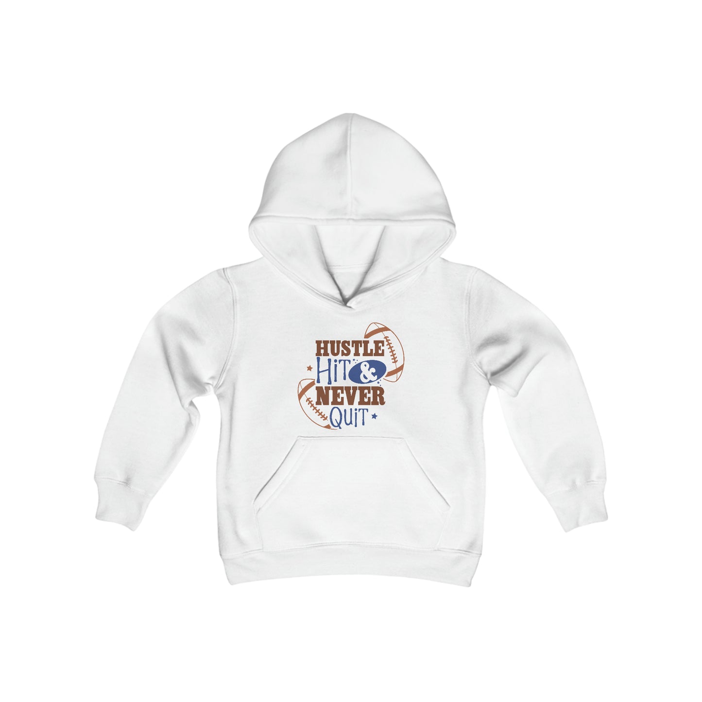 Hustle Hit NEVER Quit Youth Heavy Blend Hooded Sweatshirt