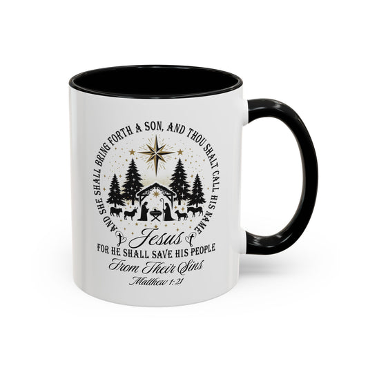 Matthew 1:21 Accent Coffee Mug (11, 15oz)