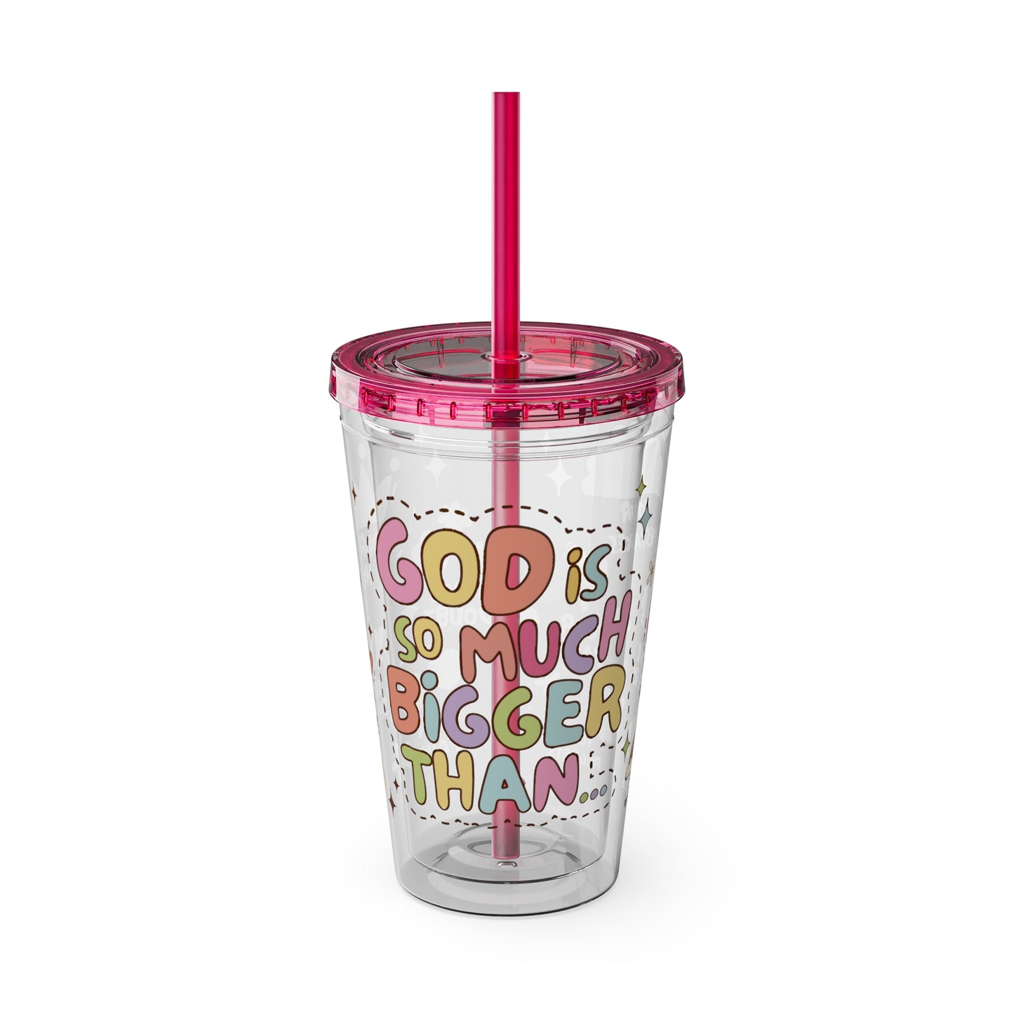 God is Bigger Sunsplash Tumbler with Straw, 16oz