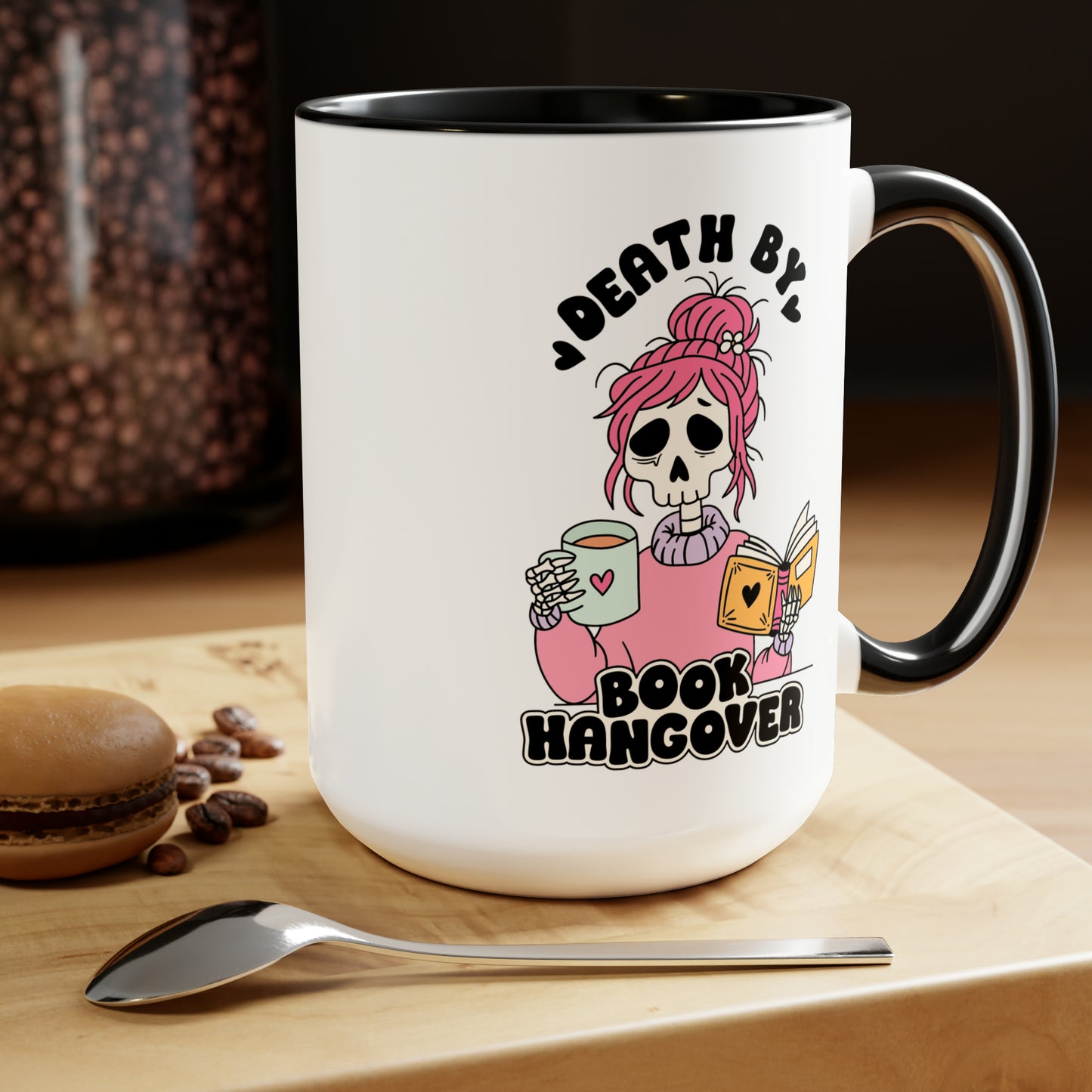 Death by Book Hangover Two-Tone Coffee Mugs, 15oz