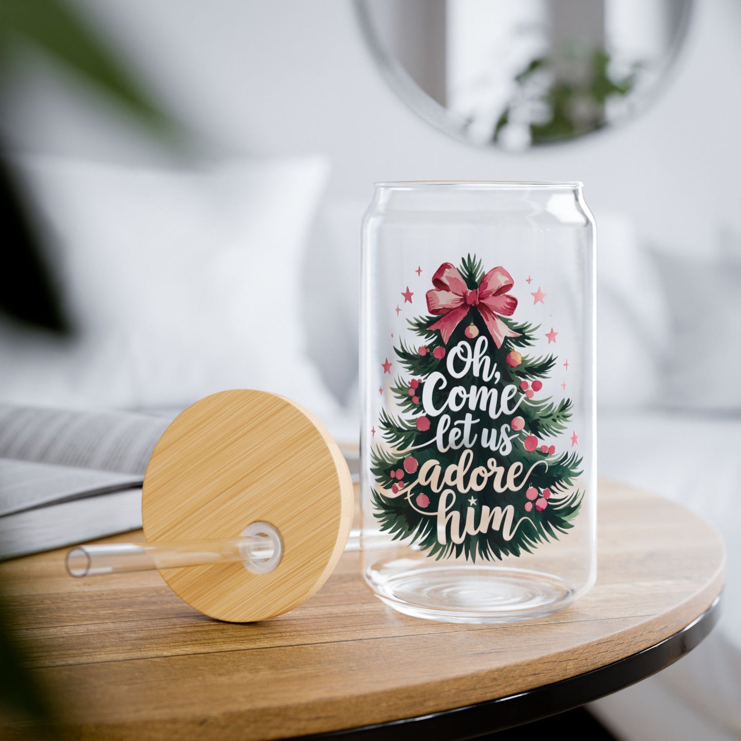 Oh Come Let Us Adore Him Sipper Glass, 16oz