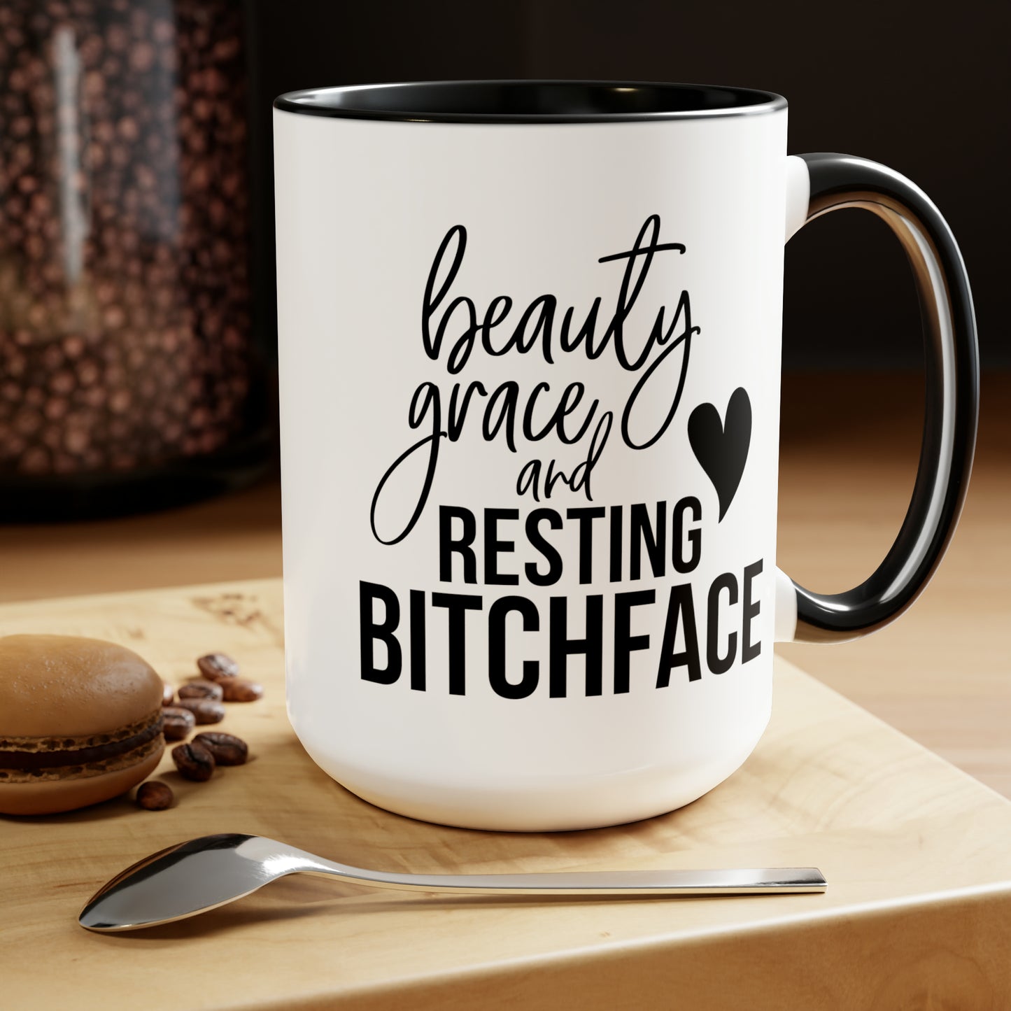 Beauty and Grace Two-Tone Coffee Mugs, 15oz