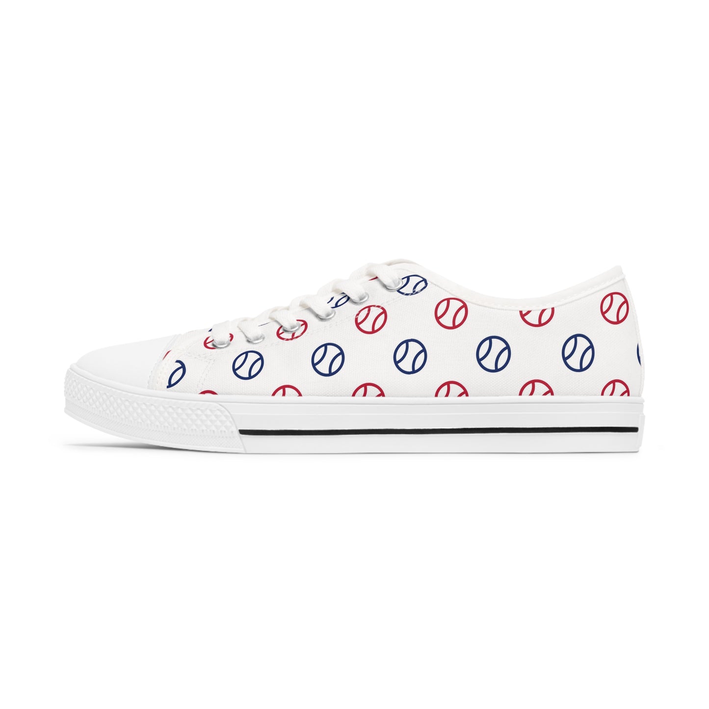 Blue and Red Women's Low Top Sneakers