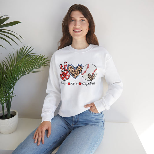 Peace LOVE Baseball Unisex Heavy Blend™ Crewneck Sweatshirt