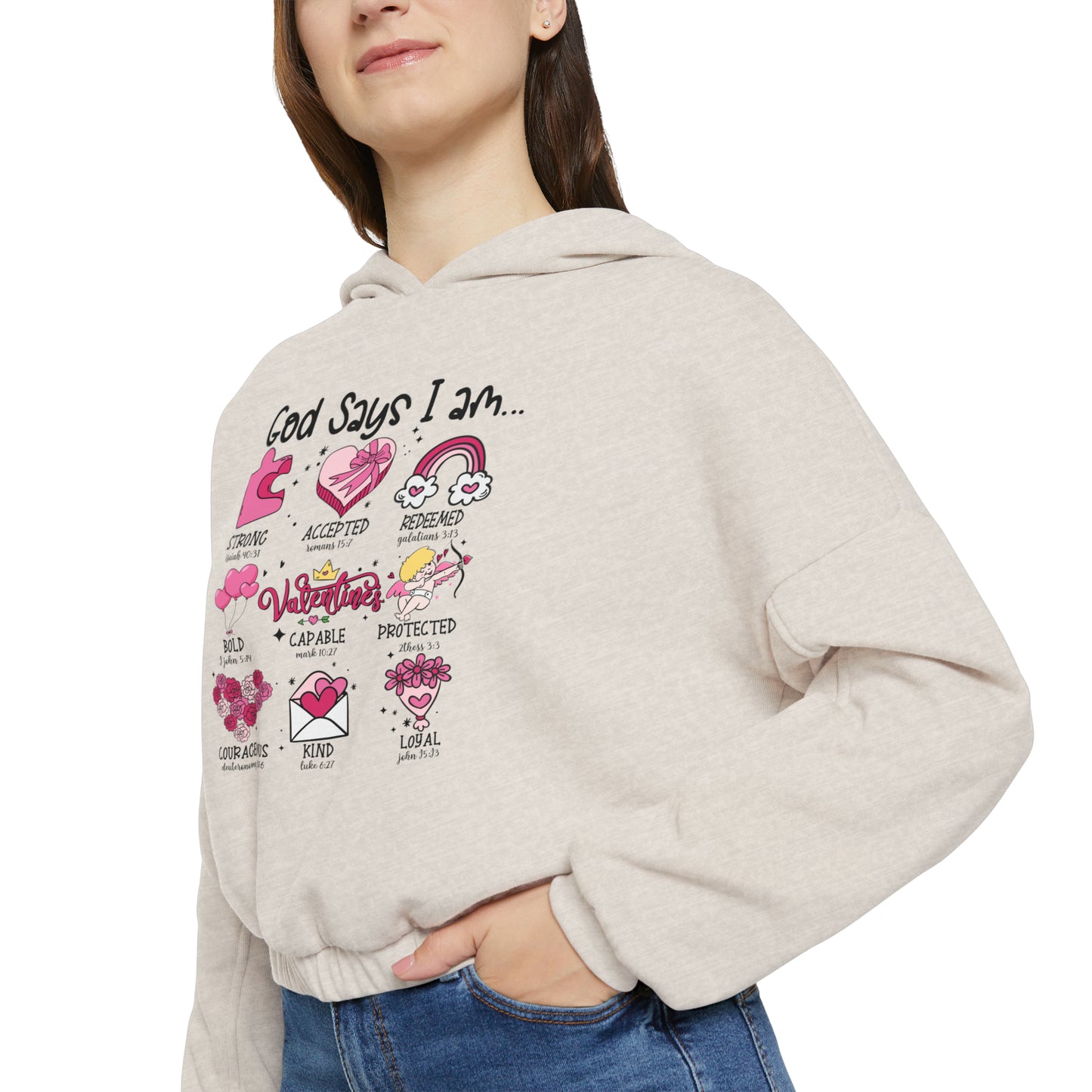 God Says I am Women's Cinched Bottom Hoodie