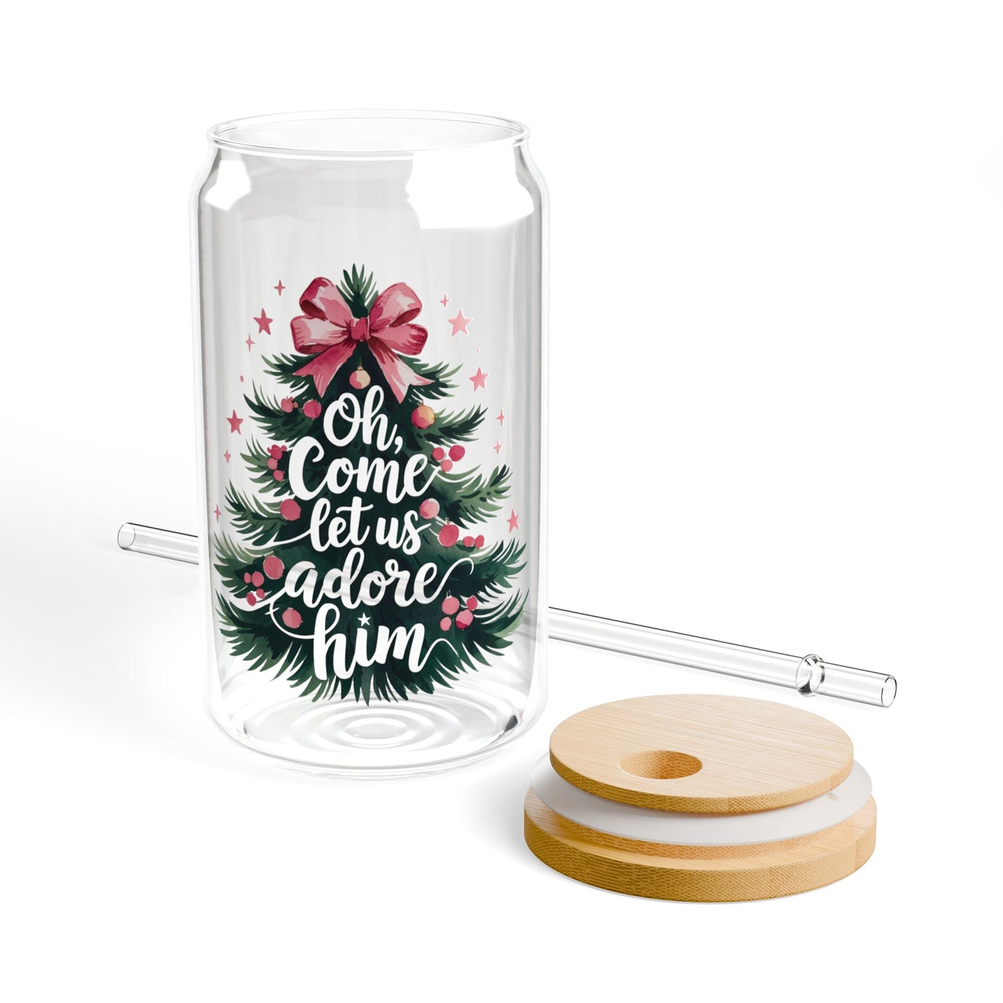 Oh Come Let Us Adore Him Sipper Glass, 16oz