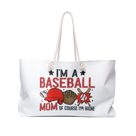 Broke Baseball Mom Weekender Bag