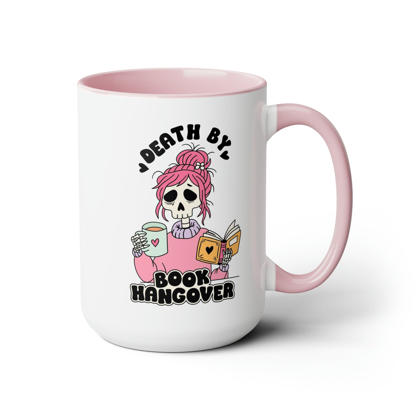 Death by Book Hangover Two-Tone Coffee Mugs, 15oz