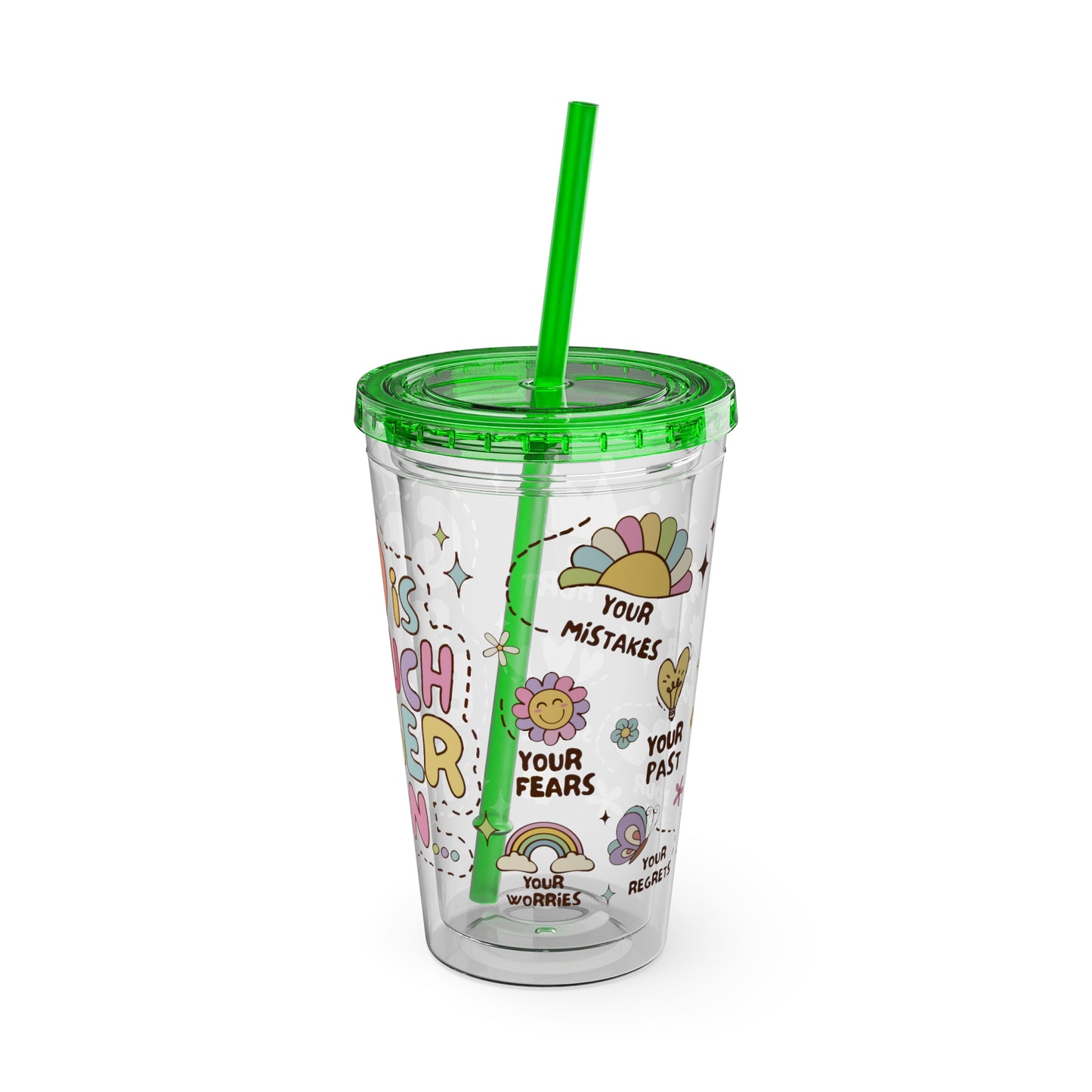 God is Bigger Sunsplash Tumbler with Straw, 16oz