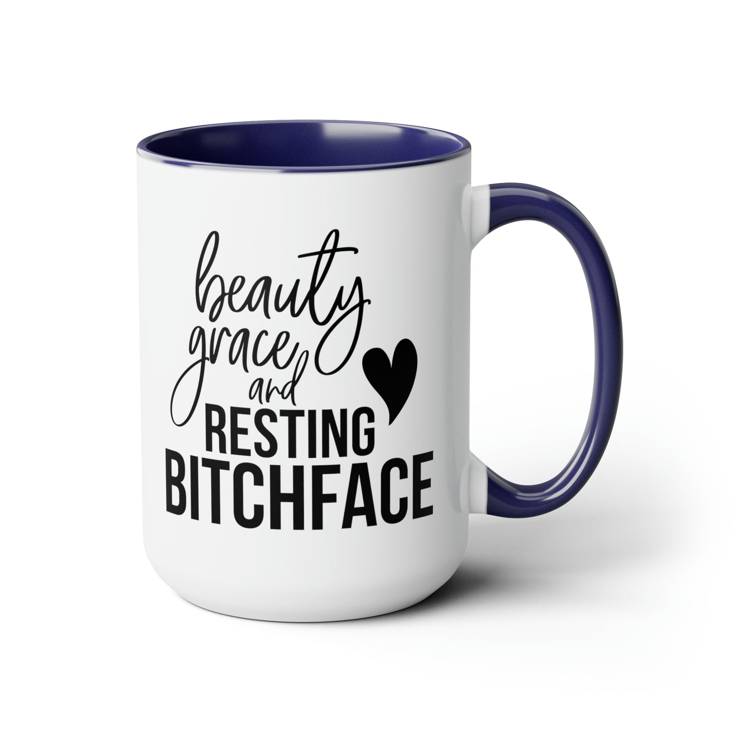 Beauty and Grace Two-Tone Coffee Mugs, 15oz