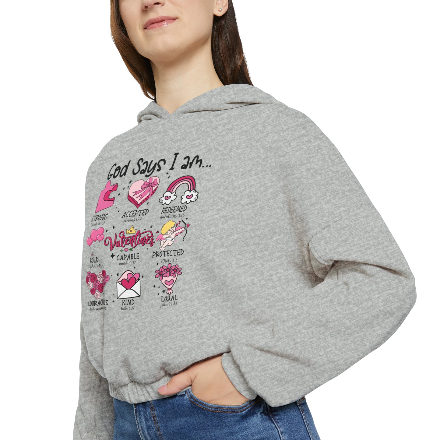 God Says I am Women's Cinched Bottom Hoodie