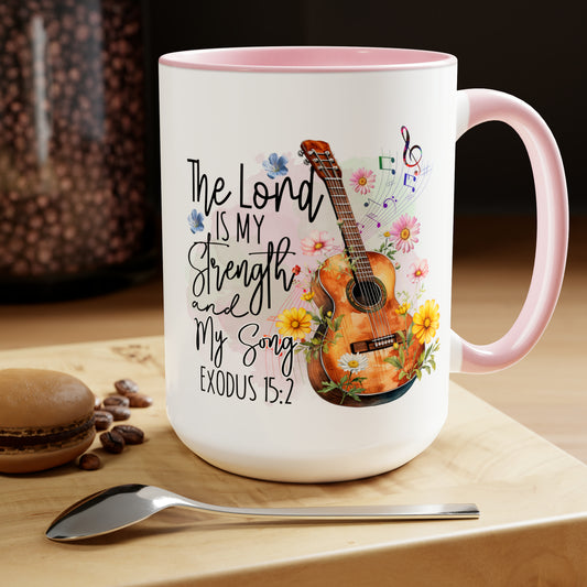 Exodus 15:2 Two-Tone Coffee Mugs, 15oz